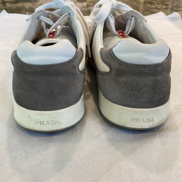 Prada white with grey trim Mens sneakers - Picture 3 of 9
